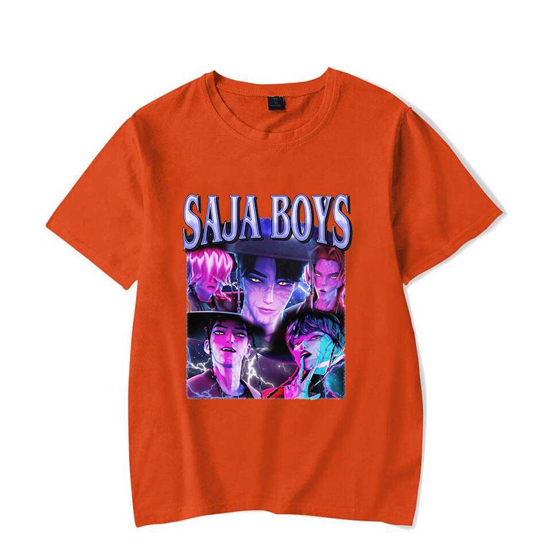 Hot Kpop Demon Hunters Saja Boys Print T-shirt Summer Casual Loose T Shirt Women Men Harajuku Shirts