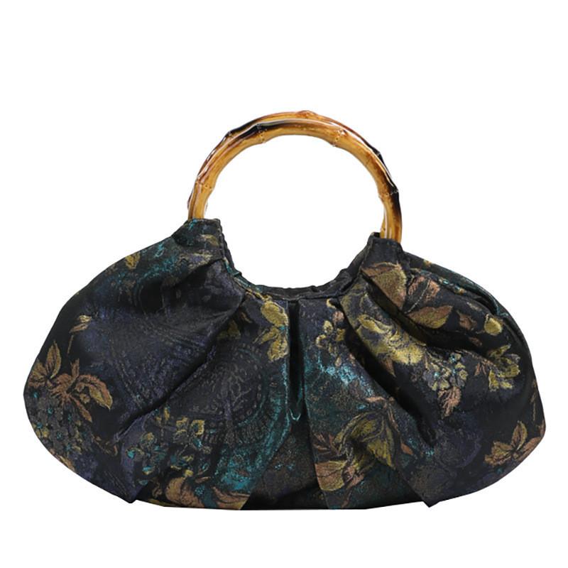 Borsa Portatile in Stile Cinese Vintage con Tessuto Jacquard Ricamato per Uso Quotidiano