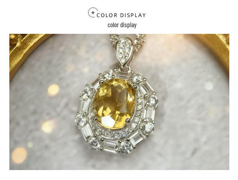 S925 Sterlingsilber Gelber Amethyst Edelsteinring & Damenanhänger mit hohem Karat