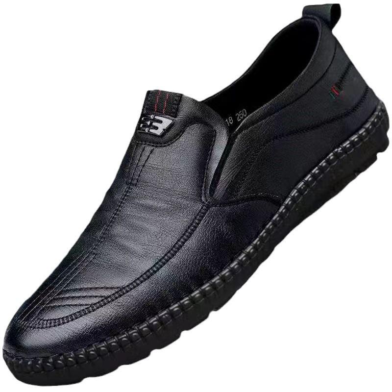 Summer 2025 Men's Breathable Leather Shoes: Soft Sole Casual Work Shoes for Middle-aged and Elderly.
