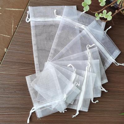 Weißer Organza Perlen Kordelzugbeutel - Mehrgrößen Schmuck Geschenkbeutel