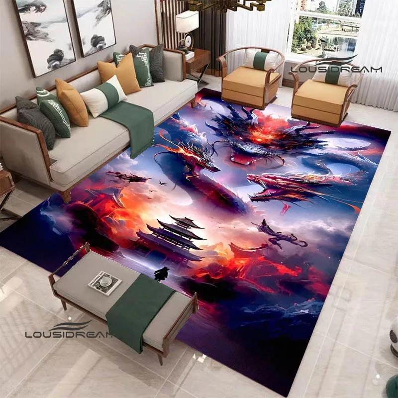 3D Retro dragon printed carpet kitchen mats Non -slip carpet outdoor carpets area rug bedroom decor birthday gift