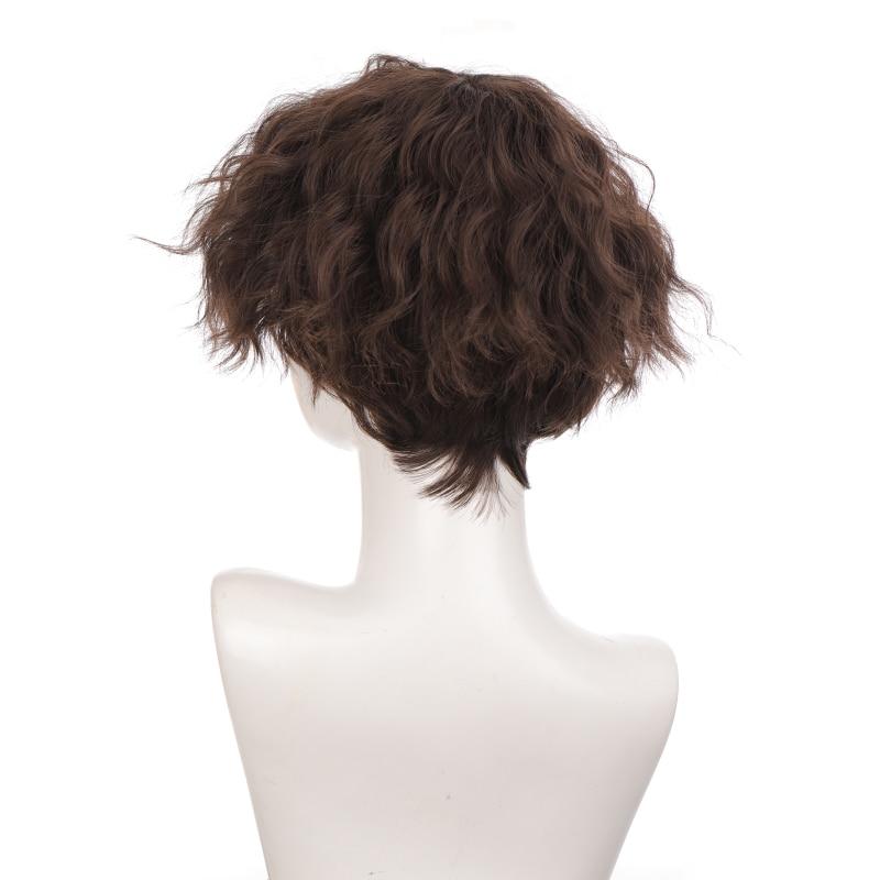 LUPU Kurze lockige Kunsthaar-Perücken für Männer, Jungen, Kostüm, Cosplay, Party, natürliches Schwarz, hitzebeständig, Kunsthaar