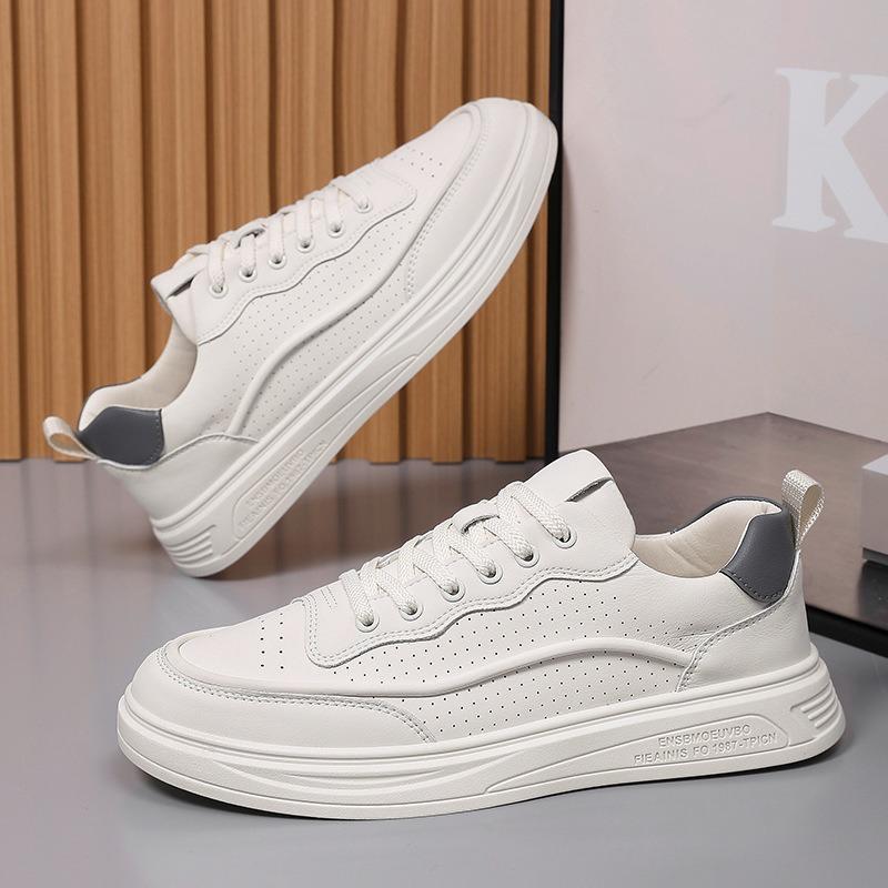 Foreign trade summer breathable 2025 new sports and leisure board shoes men's thick-soled large-size white shoes men's
