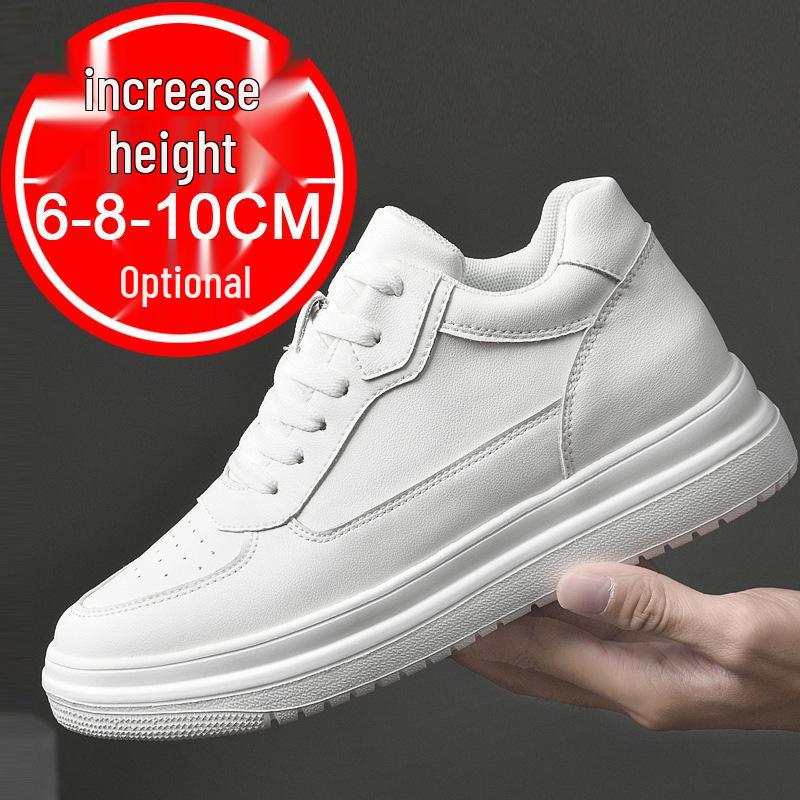 2024 Men's 10CM Height Increasing White Casual Skate Sports Shoes