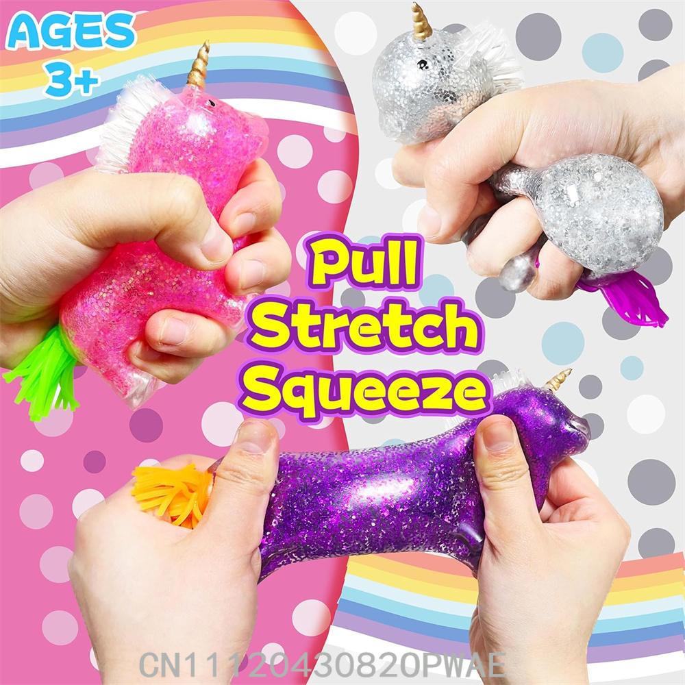 Unicorn Squishy Stress Relief Balls For Kids With Focus & Autism Stretch Animals Stress Toy Party Favors Squishy Fidget Toys