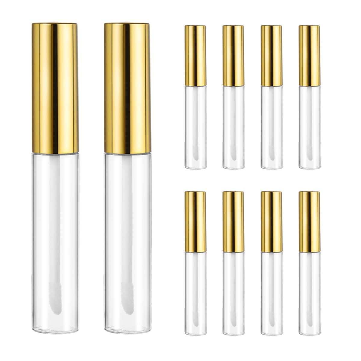 KESYOO Lip Gloss Tube, Lip Balm Tube, Lipstick Tube, 10ml, Clear Lip Gloss Tube, Lip Container, Empty Tube, DIY Cosmetic Container (10-pack, Gold)
