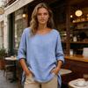 Women Tops Round Neck Long Sleeve Loose Fit Casual Blouse Breathable Soft