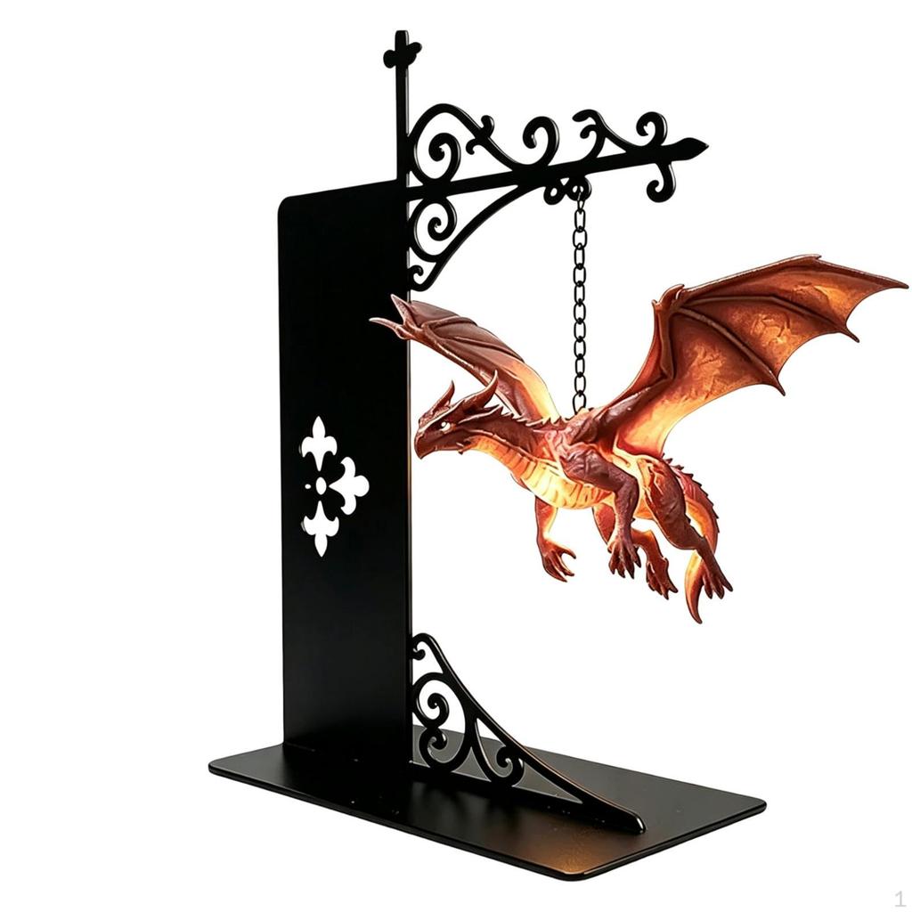 Decorative Dragon Bookshelf Light | Statue Lamp, Gothic, for Reading