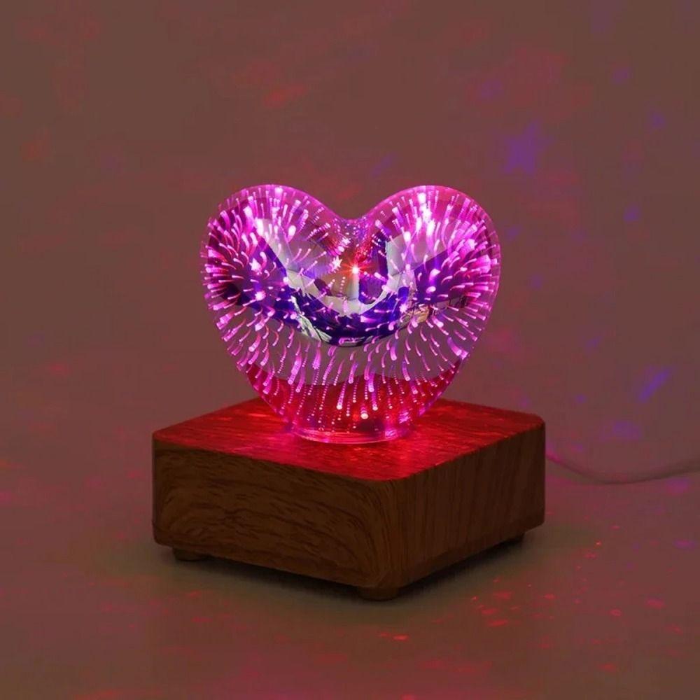 Colorful 3D Fireworks Night Light Romantic Atmosphere Heart Shaped Atmosphere Lights  Living Room