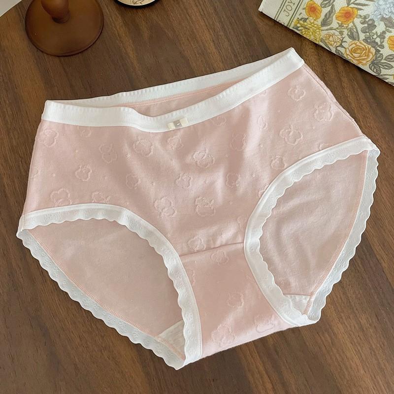 Women's Spring and Autumn Cotton Antibacterial Crotch 5a Antibacterial No Trace Middle Waist Triangle Briefs