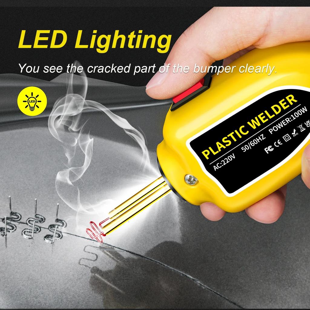 100W Kunststoffschweißer Mini Tragbare Heißluftpistole Thermischer Hefter Kunststoffschweißer Stoßfänger Auto Elektronisches Schweißen Reparaturwerkzeugsatz