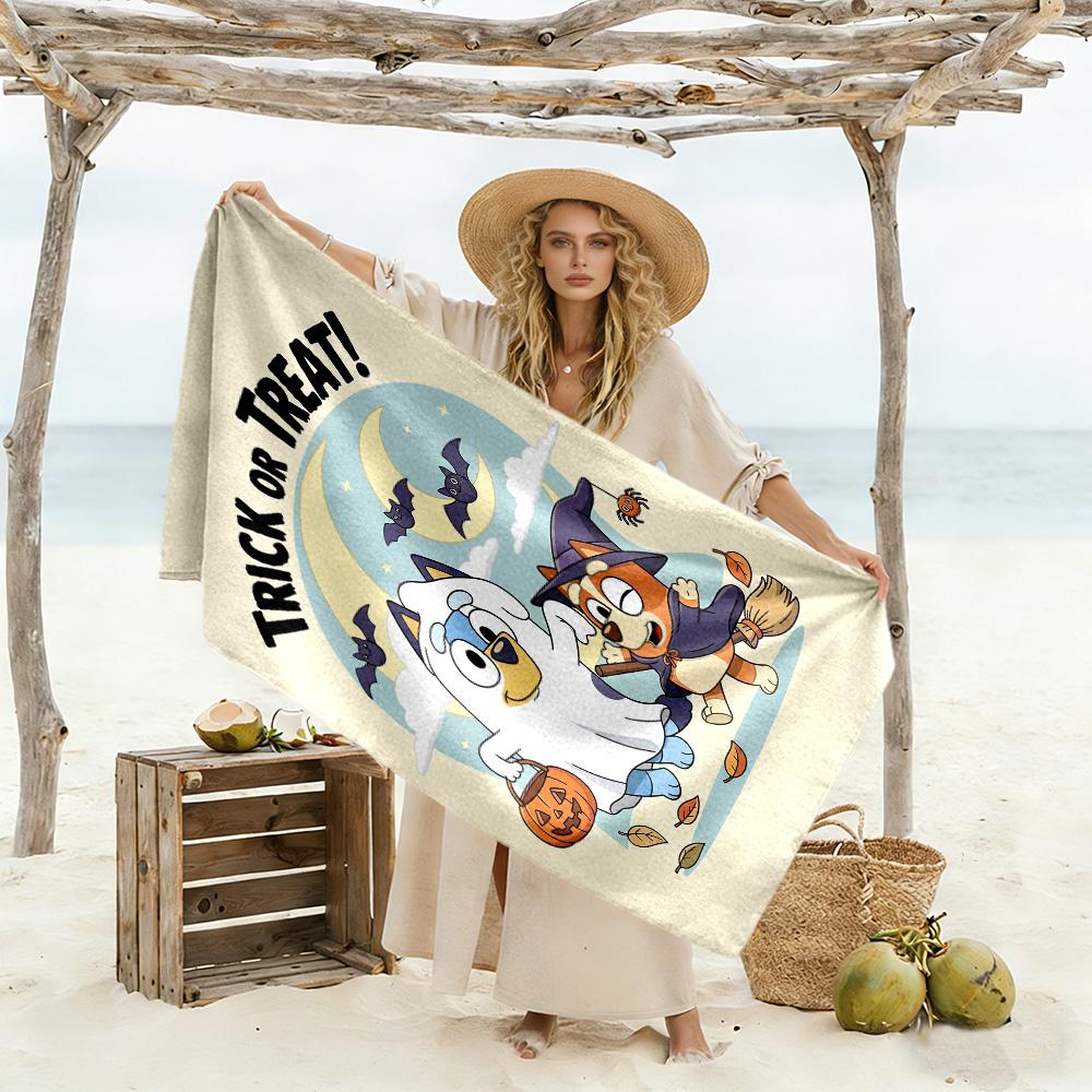 Halloween Trick Treat Beach Towel High Absorbency & Quick-Dry Comfortable Lightweight