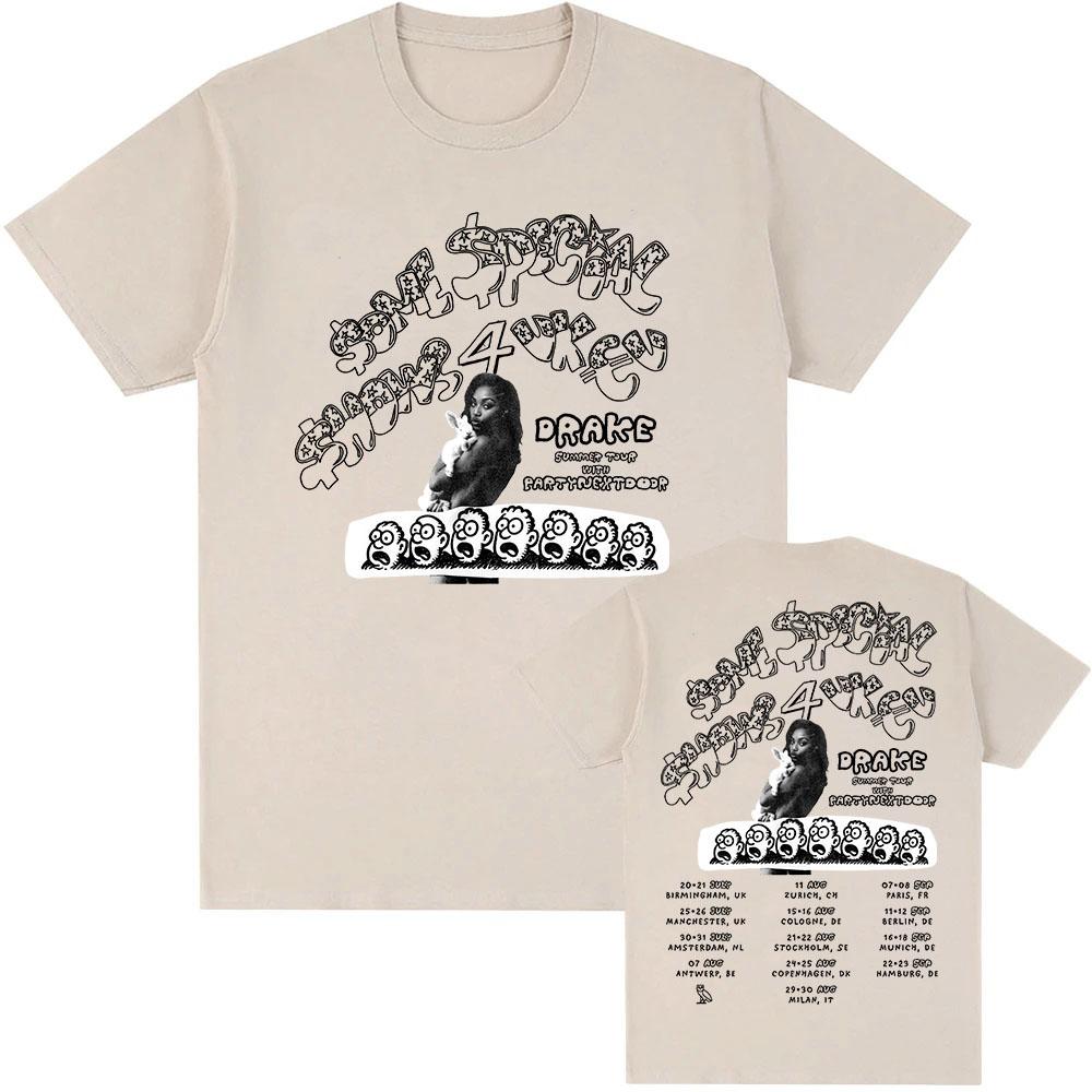 Drake $ome $pecial $hows 4 UK EU 2025 Tour with PARTYNEXTDOOR T-shirt UnisexStreetwear Loose Cotton Men Tshirts Grunge Print Tee