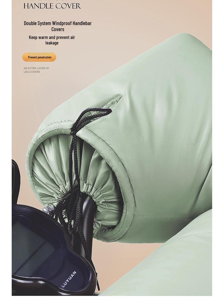 Winter Fleece-Lined Waterproof Leather Windshield Cover for Electric Vehicle and Motorcycle.