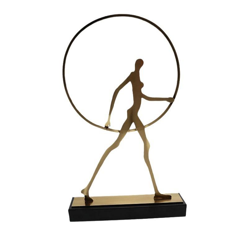 Metal Figure Sculpture Abstract Geometric Border Walking Figure Hollowed-out Metal Figurine Home Decoration Accessories