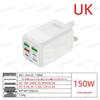 150W Multi-Port Charger: 3 USB + 3 PD Fast Charge, Euro & UK Standard