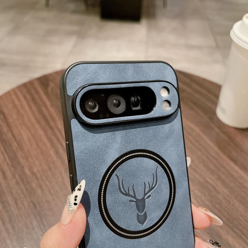 Deer Pattern Leather Slim Soft Case For Google Pixel 9 Pro XL 8A 8 7 Pro 7A Solid Color TPU Matte Shockproof Wireless Charge Magnetic Phone Cover