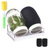 32Oz Sprouting Jar Kit 2 Wide Mouth Mason Jars with Stainless Steel Screen Lids Blackout Sleeves Stand Drip Tray Mason Jar Sprouting Set for Growing