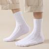 Socks Men'S Fleece Thickened Warm Terry Socks Wear Pure Black Medium Tube Socks Winter Sleep Towel Bottom Socks