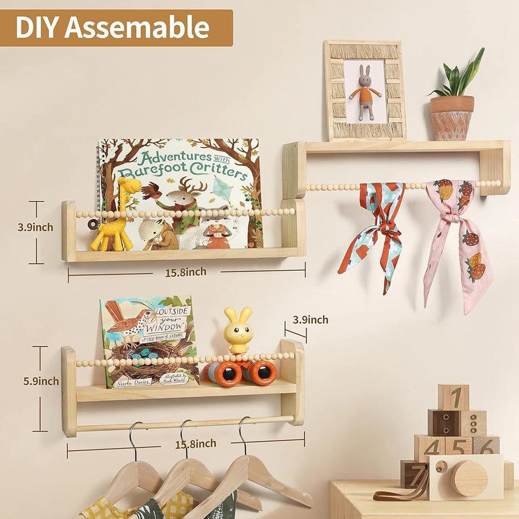 Children's Multi-Layer Wall-Mounted Wooden Bookshelf