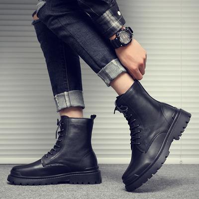 Buty Męskie Botki Martin Męskie Botki Lokomotywowe Termiczne z Polaru Brytyjskie Modne Buty Męskie Wysokie Skórzane Buty M08-C