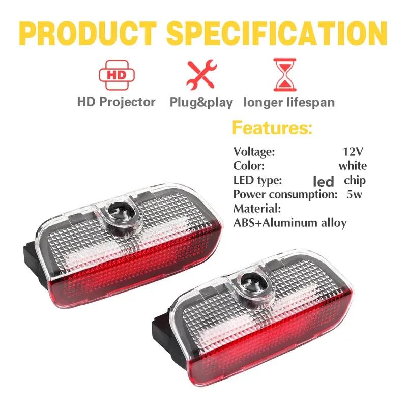 LED Car Door Light Bulb Interior Decoration Accessories For VW Touareg 7P Passat B6 B7 B8 B9 Arteon Jetta MK5 MK6 MK7 Golf 5 6 7