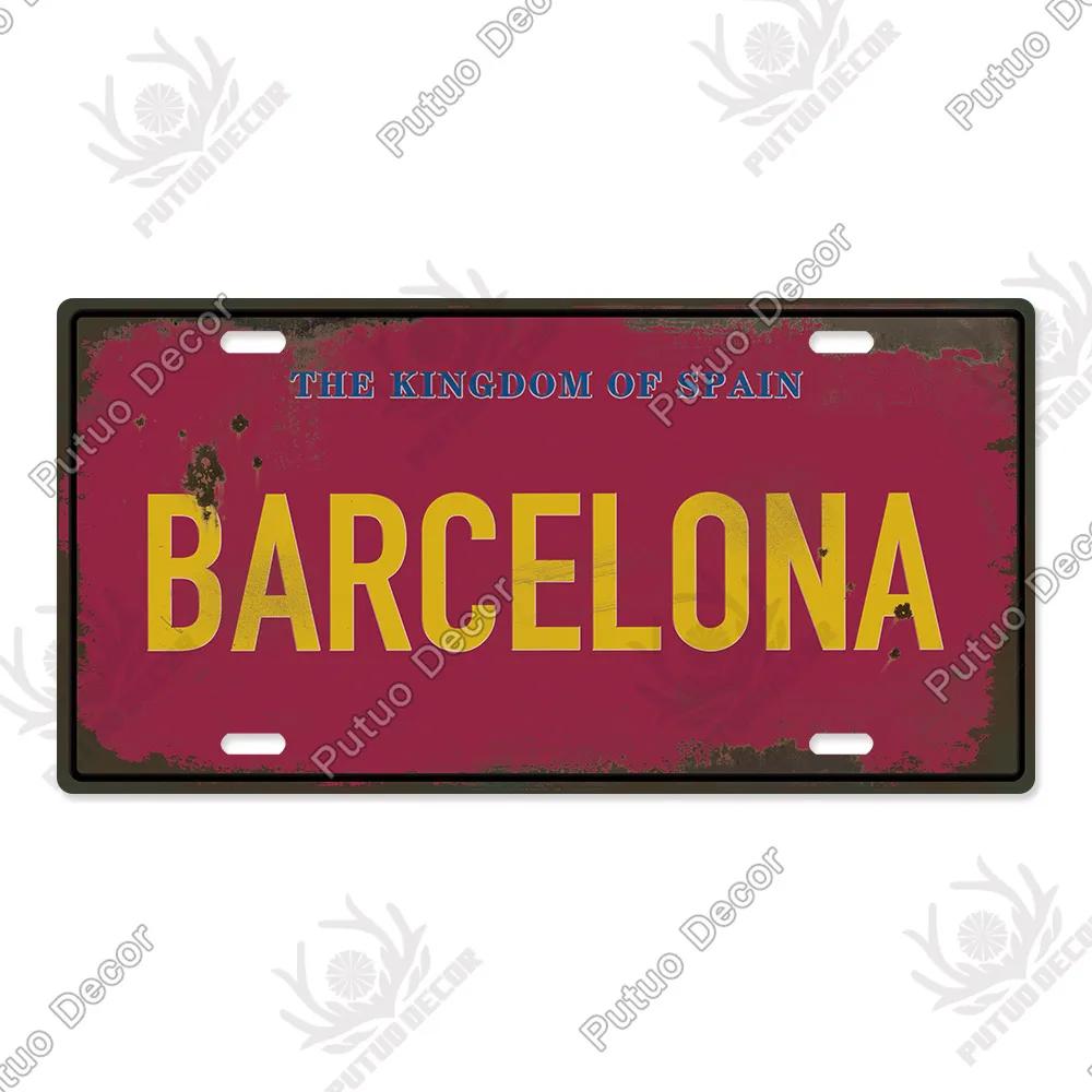 Putuo Decor Stadt Metallschild Plakette Metall Vintage Kennzeichen Blechschild Wanddeko für Man Cave Pub Bar Dekoration