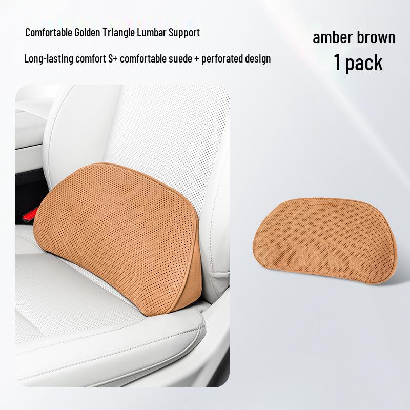 Breathable Suede Car Headrest & Lumbar Support Cushion for Comfort & Neck Protection