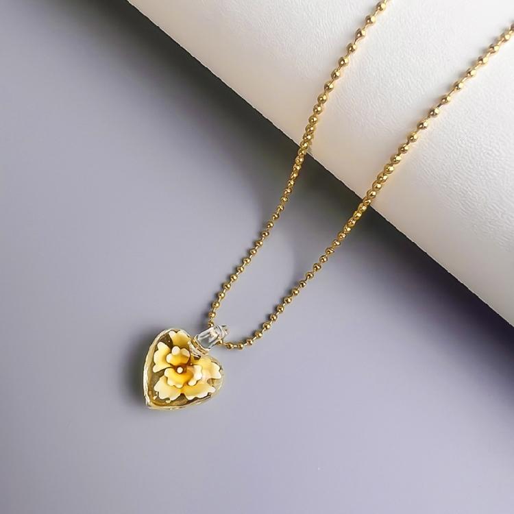 Heart Pendant Collarbone Chain Heart Choker Colored Glaze Material for Girl Teen