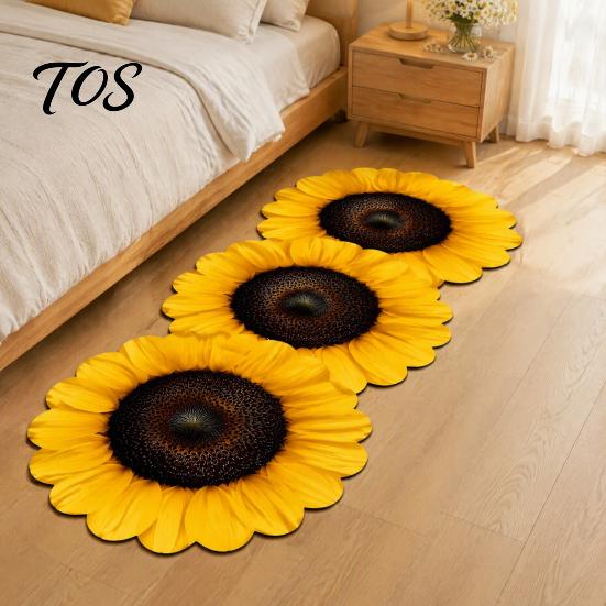 Anti-slip Mats for Bathroom Flowers Rug, Diatomaceous Earth Bath Mat, Super Absorbent Non-slip Water Bedside Rugs Floral Rose Sunflower Mat