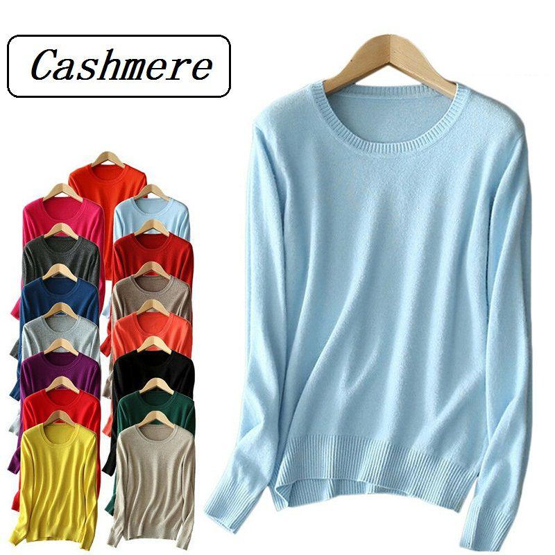 Stylish Women's Cashmere Loose Pullover Crew Neck Knit Sweater For Cozy Winter Wear