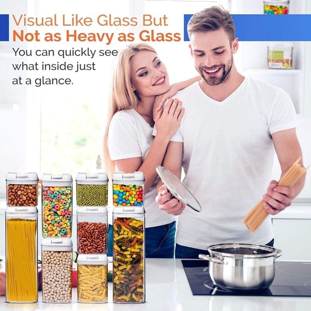 Homlly Uno 7 pieces BPA Free Air Tight Food Cookie Storage Cereal  Plastic Containers Set (Free Label Stickers)