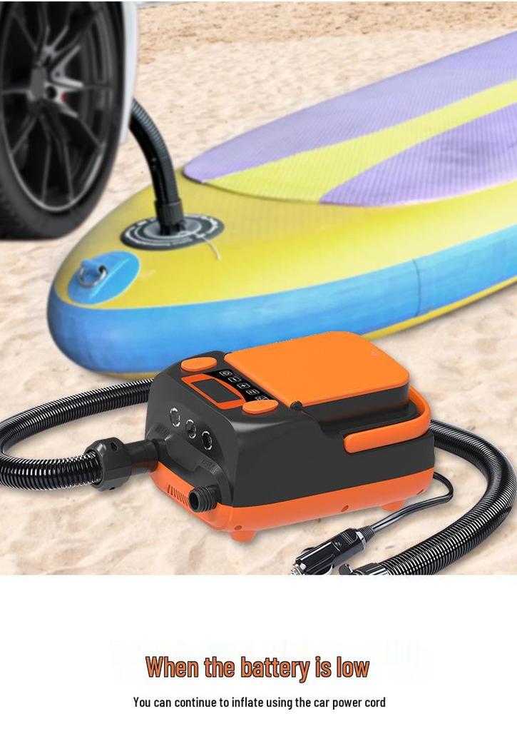 High-Pressure 12V Car-Mounted Electric Inflatable Pump for Kayaks, SUPs, Surfboards, and Rafts - 6000 Inflation Rechargeable Pump