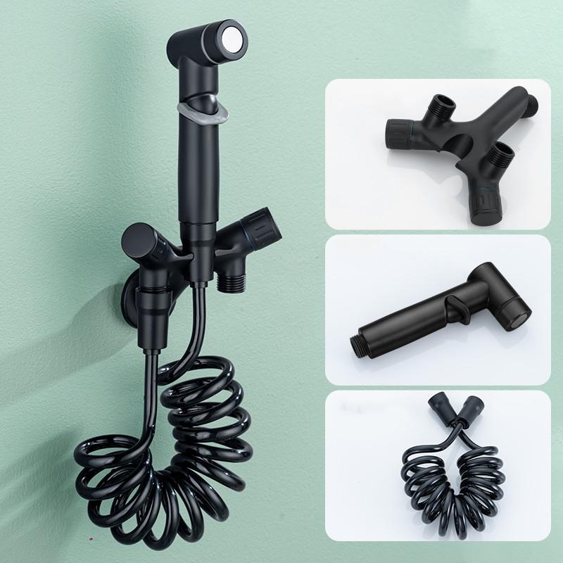 Wall Mounted Toilet Bidet Faucet Set Brass Double Use Bidet Faucet Bathroom Sprayer Shower Bidet Faucet High Pressure Gun