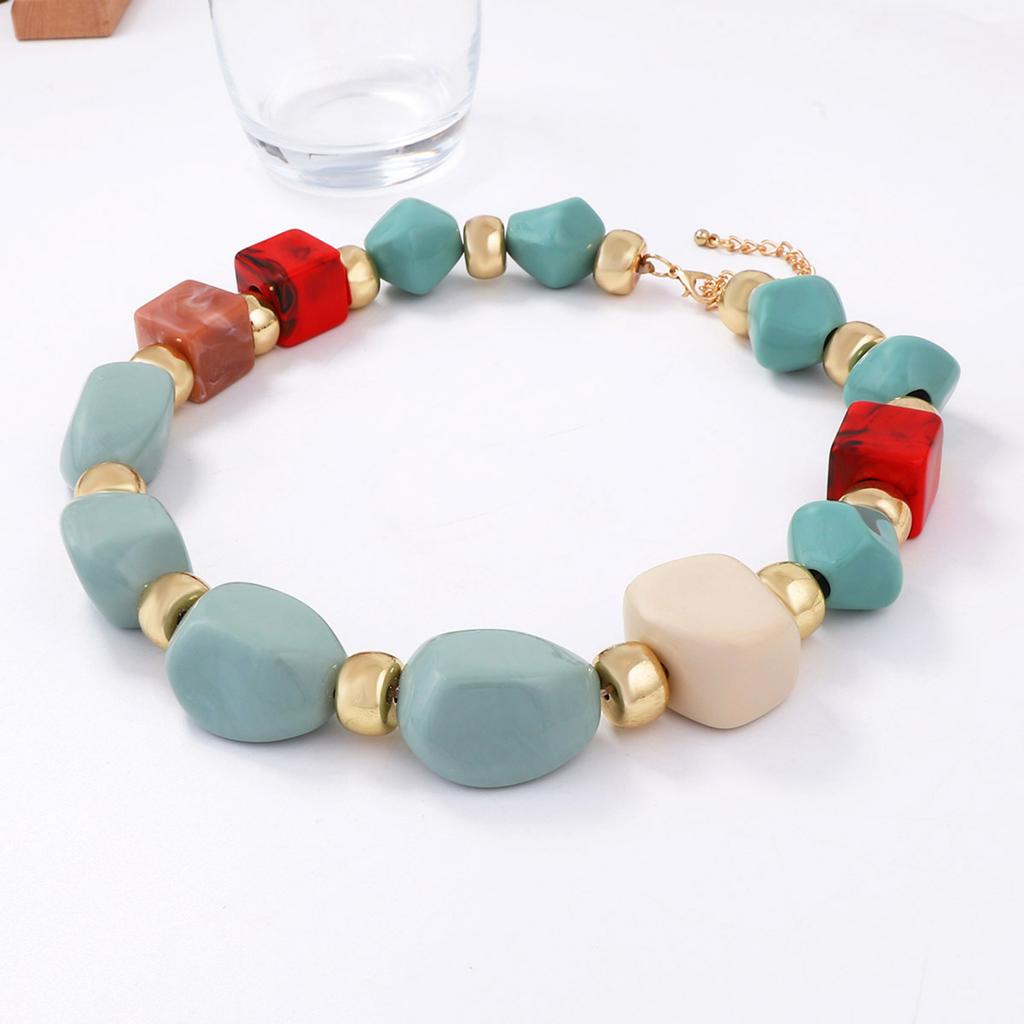 European and American Simple Fashion Versatile Daily Irregular Geometric Beads CCB Exaggerated Necklace Women's Necklace Accessories