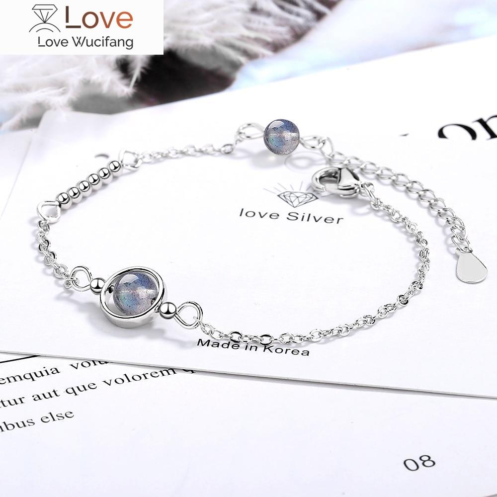 Handmade Moonstone Bracelet Circle Charm With Natural Crystal 925 Sterling Silver Beads Personalized Bracelets For Women