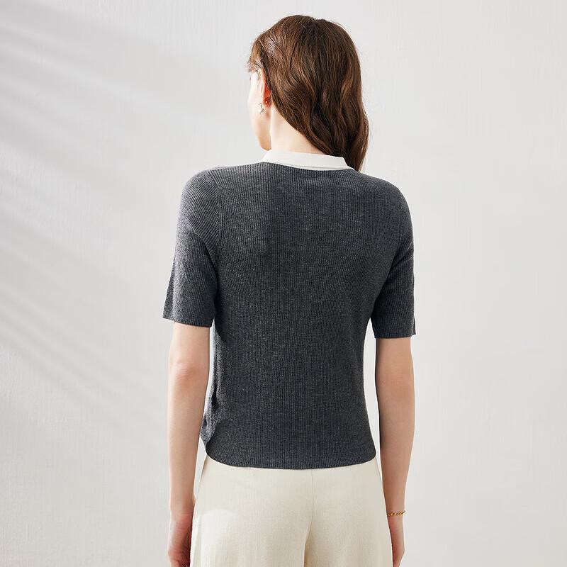 Women's Soluble Wool Blend Short Sleeve Knit Polo Shirt