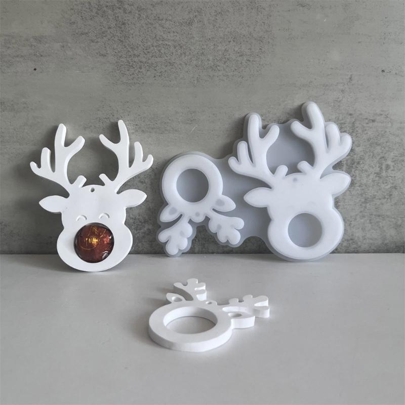 Reindeer Pendant Mould with Hole for Making Christmas Tree Decoration J0MC