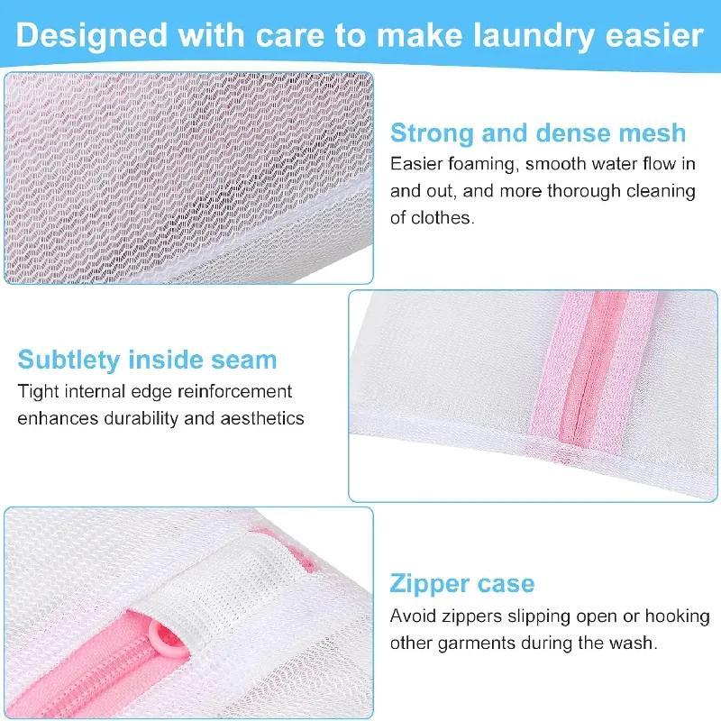 7Pcs Extra Durable Laundry Mesh Bags Set with Zipper for Delicate Garments Reusable Washing Machine Protector