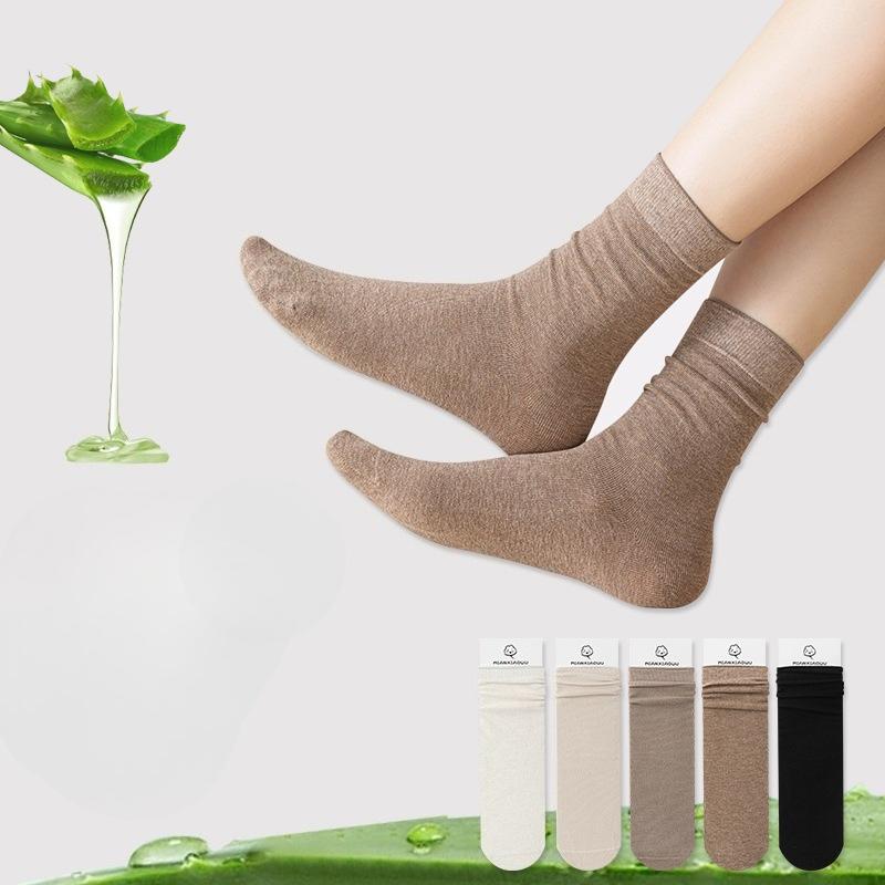 Dui Dui Socks Women's Autumn and Winter Rolled-up Pure Cotton Antibacterial Breathable Mid-calf Socks Paired with Boken Shoes Boneless Socks