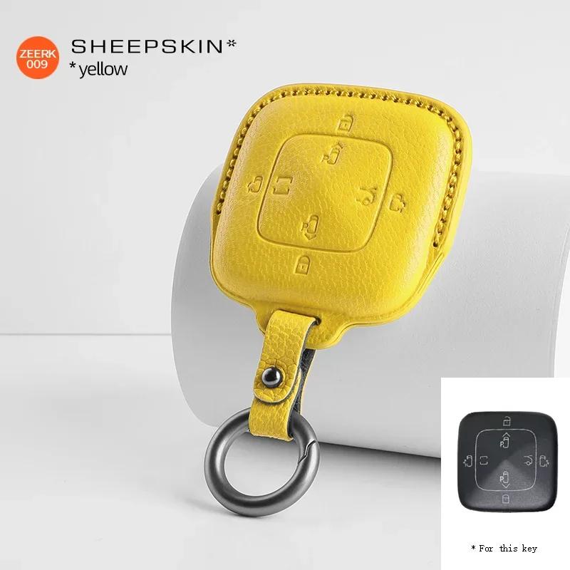 Innenraumverkleidungen Lammfell Auto Intelligenter Fernschlüssel Etui Abdeckung Halter Tasche Schale Voll für ZEEKR 009 Schlüsselanhänger Auto Zubehör