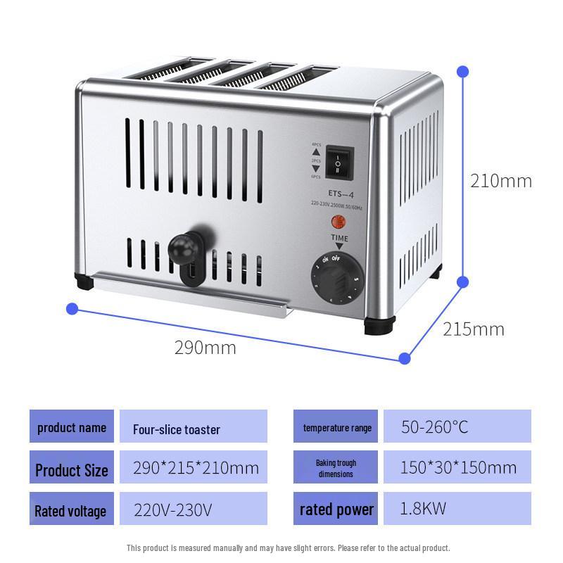 Naisiduo Commercial Toaster: 4- or 6-Slice with Bun and Meat Roasting Options