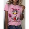 T-shirt da Donna con Stampa Grafica di Animali Cartoni Animati Girocollo Manica Corta Elegante Classica Casual Regular Top per Uso Quotidiano Estivo