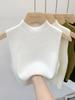 Semi-turtleneck Knitted Suspender Small Vest Women's Early Autumn Spring Suit with Bottoming Shirt Inside, Sleeveless Outer Wear Short Sweater Winter
