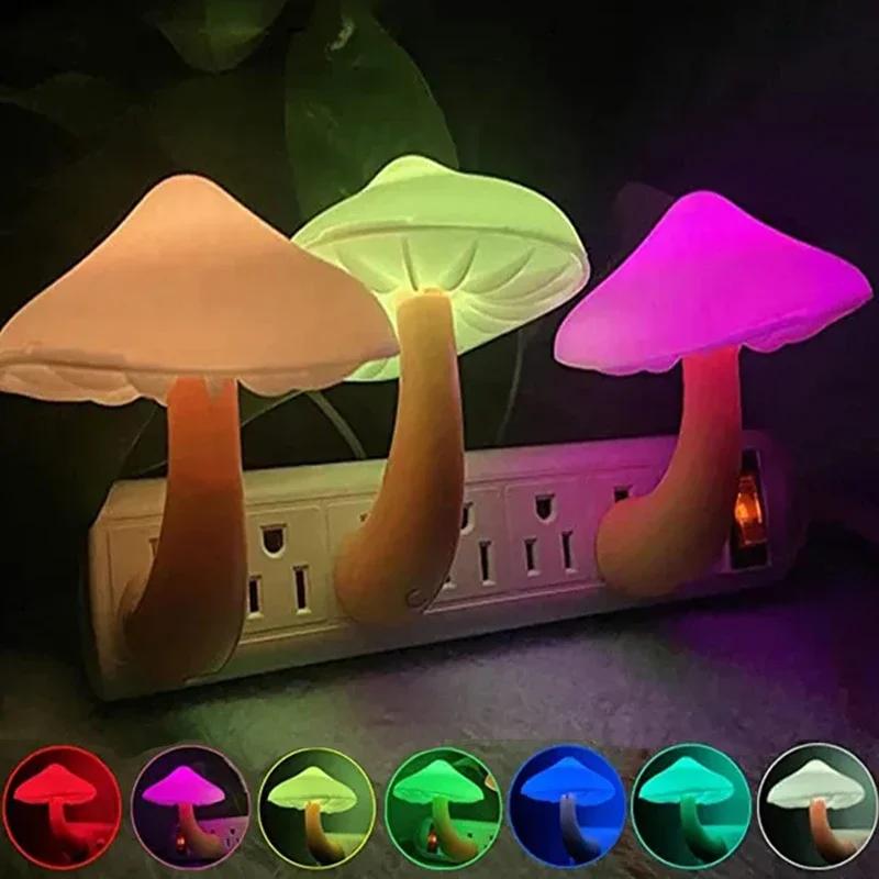 Pilz LED Nachtlichter Form Automatischer Sensor Schlafzimmerdeko US Stecker Wandlampen für Kinder Kinderzimmer Nachttisch Mini Lampe