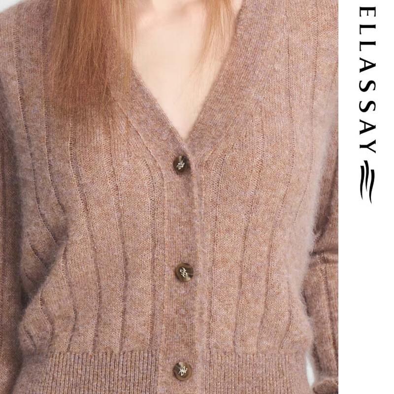 ELLASSAY Women's V-Neck Knit Sweater