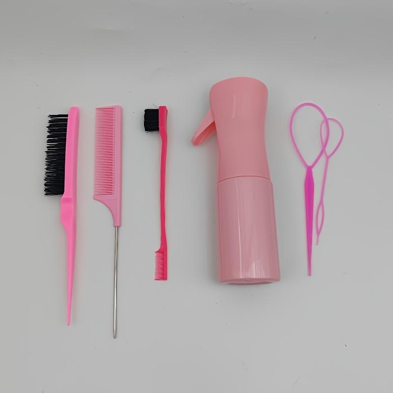 Hairdressing Set Six-piece Set Hairpin Hair Puller Portable Brush Highlight Dyeing Pointed Tail Comb Continuous Spray Bottle Set