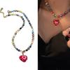 Red Love Coloured Glaze Bead Necklace Hawaii Beach Necklace Suitable for Ladies