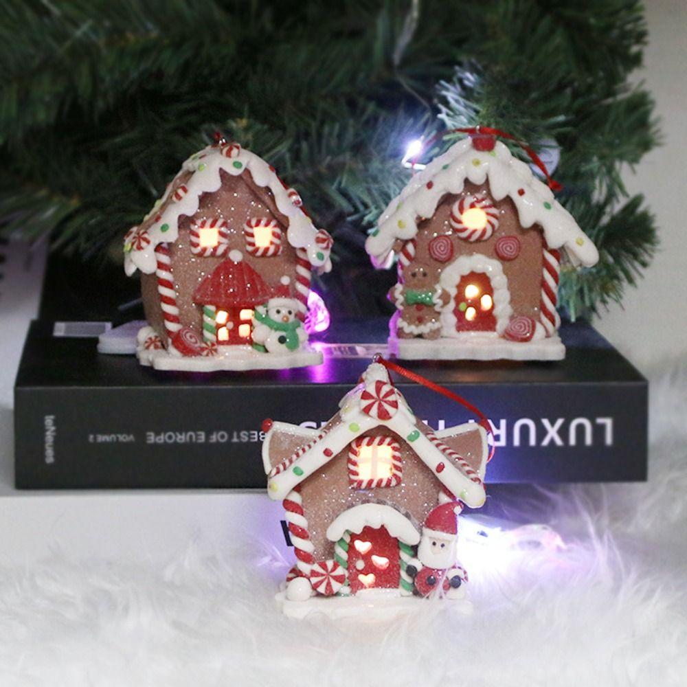 Creative Small House Pendant Snowman Xmas Tree Decorantions Hanging Ornament New Year Gift